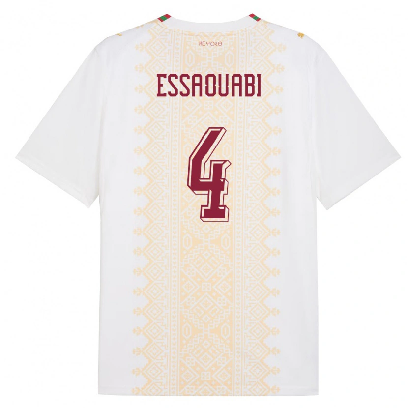 Danxen Mujer Camiseta Marruecos Hatim Essaouabi #4 Blanco Oro Rojo 2ª Equipación 26-28 La Camisa México