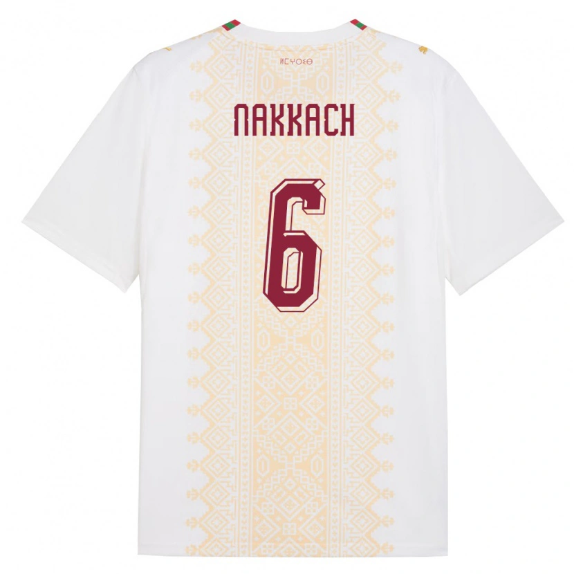 Danxen Mujer Camiseta Marruecos Elodie Nakkach #6 Blanco Oro Rojo 2ª Equipación 26-28 La Camisa México