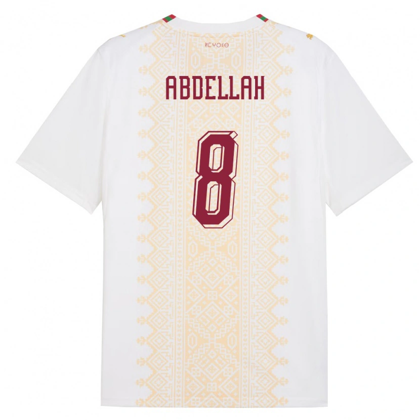 Danxen Mujer Camiseta Marruecos Abdellah Ouazane #8 Blanco Oro Rojo 2ª Equipación 26-28 La Camisa México