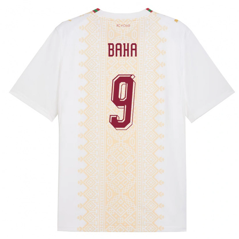 Danxen Mujer Camiseta Marruecos Ziyad Baha #9 Blanco Oro Rojo 2ª Equipación 26-28 La Camisa México