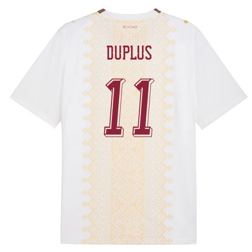 Danxen Mujer Camiseta Marruecos Souleymane Duplus #11 Blanco Oro Rojo 2ª Equipación 26-28 La Camisa México
