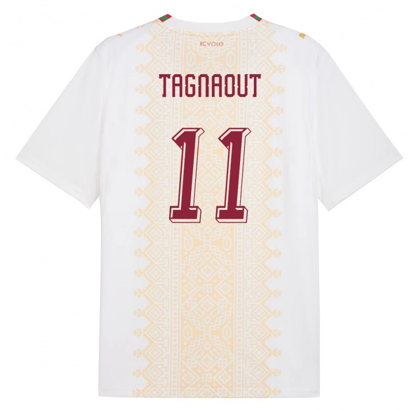 Danxen Mujer Camiseta Marruecos Fatima Tagnaout #11 Blanco Oro Rojo 2ª Equipación 26-28 La Camisa México