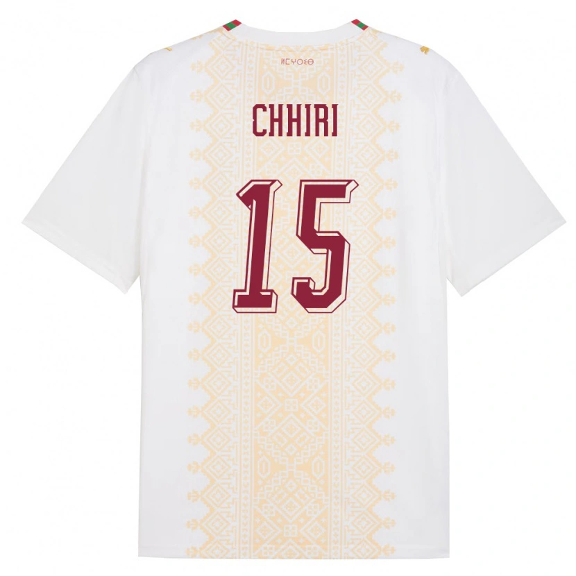 Danxen Mujer Camiseta Marruecos Ghizlane Chhiri #15 Blanco Oro Rojo 2ª Equipación 26-28 La Camisa México