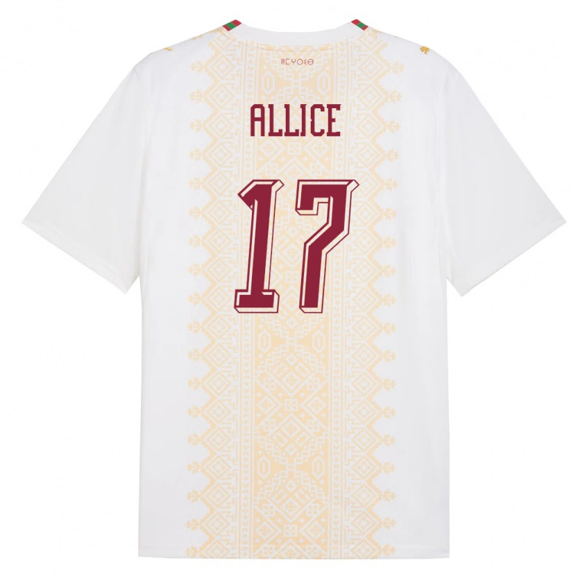 Danxen Mujer Camiseta Marruecos Eva Allice #17 Blanco Oro Rojo 2ª Equipación 26-28 La Camisa México