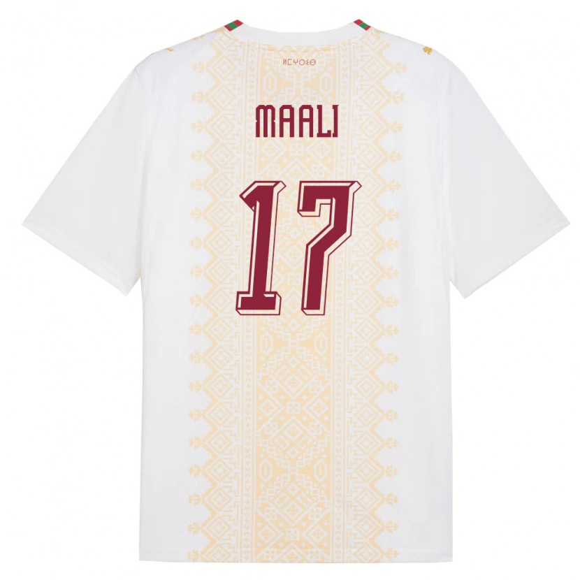 Danxen Mujer Camiseta Marruecos Abdelhamid Maali #17 Blanco Oro Rojo 2ª Equipación 26-28 La Camisa México