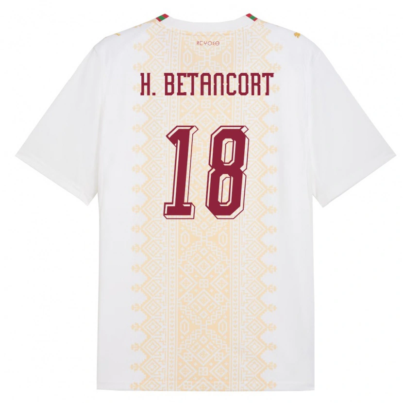 Danxen Mujer Camiseta Marruecos Hicham El Bakkali Betancort #18 Blanco Oro Rojo 2ª Equipación 26-28 La Camisa México