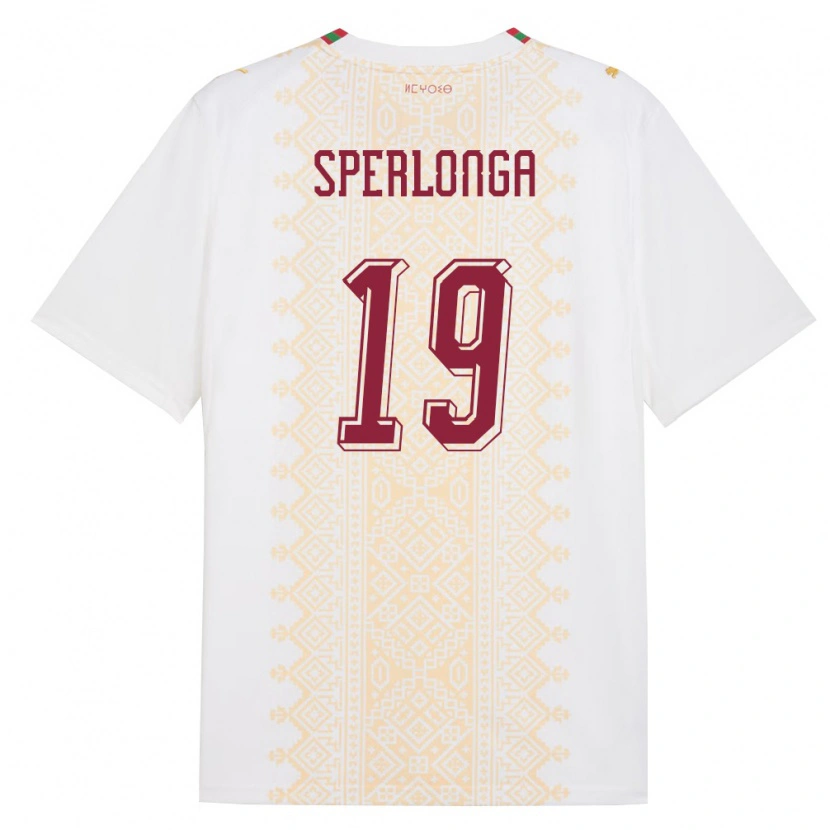 Danxen Mujer Camiseta Marruecos Omar Sperlonga #19 Blanco Oro Rojo 2ª Equipación 26-28 La Camisa México