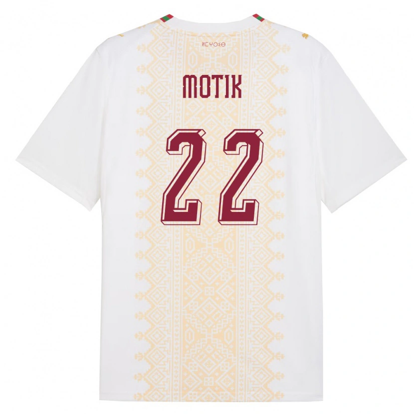Danxen Mujer Camiseta Marruecos Ilyass Motik #22 Blanco Oro Rojo 2ª Equipación 26-28 La Camisa México