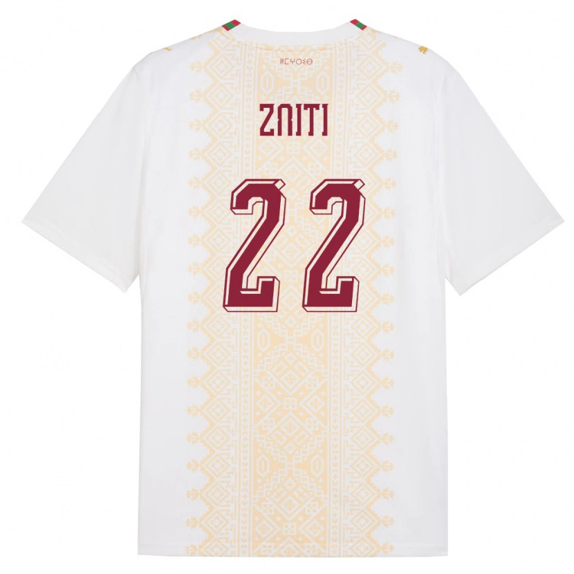 Danxen Mujer Camiseta Marruecos Anas Zniti #22 Blanco Oro Rojo 2ª Equipación 26-28 La Camisa México