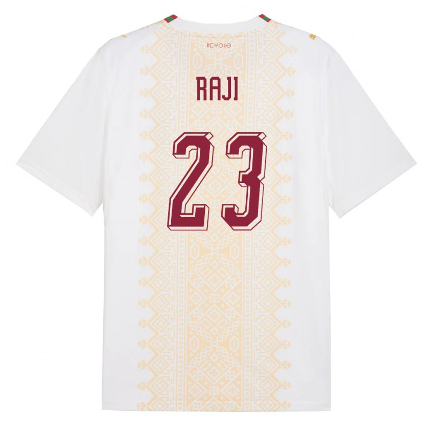 Danxen Mujer Camiseta Marruecos Hamza Raji #23 Blanco Oro Rojo 2ª Equipación 26-28 La Camisa México