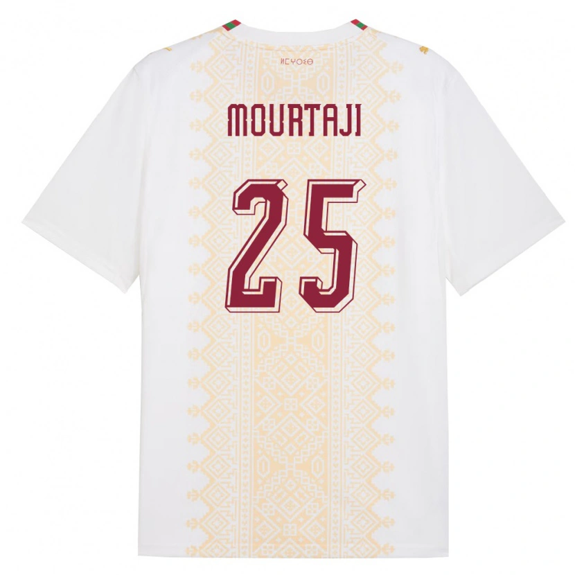 Danxen Mujer Camiseta Marruecos Chaymaa Mourtaji #25 Blanco Oro Rojo 2ª Equipación 26-28 La Camisa México