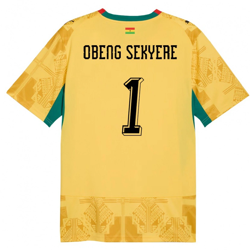 Danxen Mujer Camiseta Ghana Gregory Obeng Sekyere #1 Amarillo Rojo Negro 2ª Equipación 26-28 La Camisa México