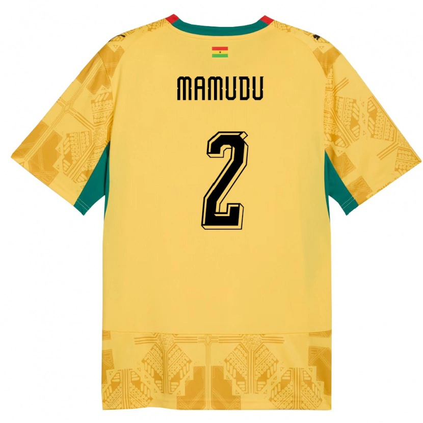 Danxen Mujer Camiseta Ghana Kamaradini Mamudu #2 Amarillo Rojo Negro 2ª Equipación 26-28 La Camisa México