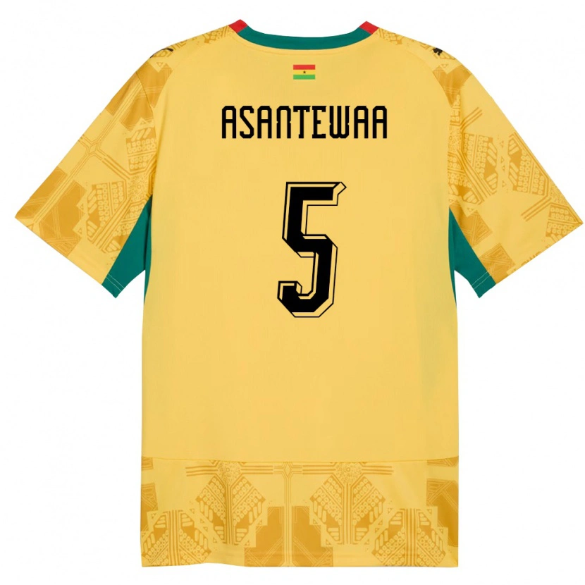 Danxen Mujer Camiseta Ghana Grace Asantewaa #5 Amarillo Rojo Negro 2ª Equipación 26-28 La Camisa México