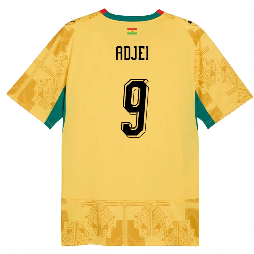 Danxen Mujer Camiseta Ghana Vivian Adjei #9 Amarillo Rojo Negro 2ª Equipación 26-28 La Camisa México