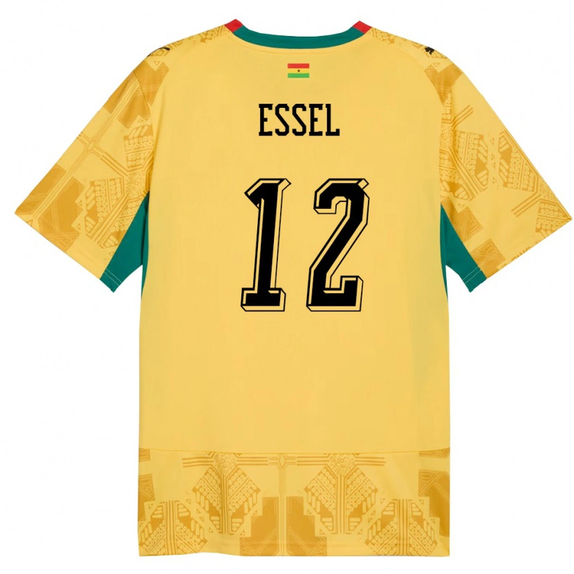 Danxen Mujer Camiseta Ghana Aaron Essel #12 Amarillo Rojo Negro 2ª Equipación 26-28 La Camisa México