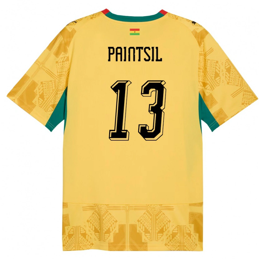 Danxen Mujer Camiseta Ghana Joseph Paintsil #13 Amarillo Rojo Negro 2ª Equipación 26-28 La Camisa México