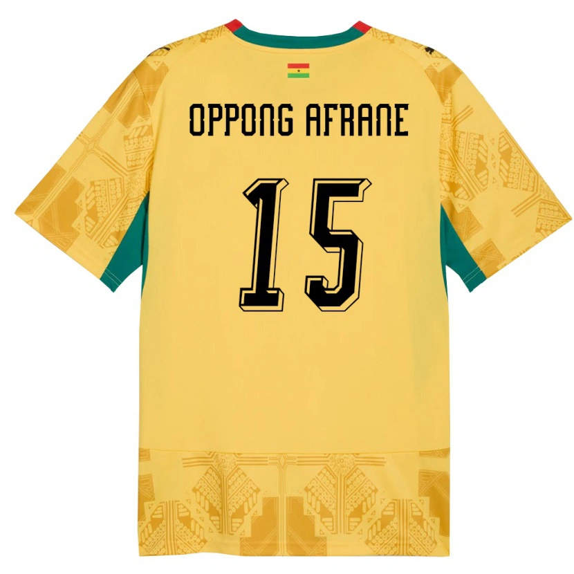 Danxen Mujer Camiseta Ghana David Oppong Afrane #15 Amarillo Rojo Negro 2ª Equipación 26-28 La Camisa México