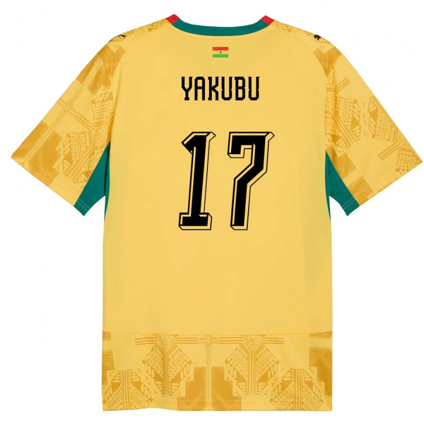 Danxen Mujer Camiseta Ghana Mustapha Yakubu #17 Amarillo Rojo Negro 2ª Equipación 26-28 La Camisa México