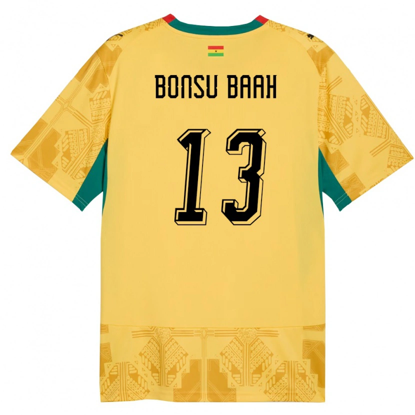 Danxen Mujer Camiseta Ghana Christopher Bonsu Baah #13 Amarillo Rojo Negro 2ª Equipación 26-28 La Camisa México
