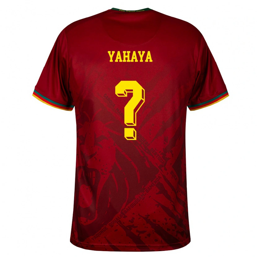 Danxen Mujer Camiseta Camerún Abdoulaye Yahaya #0 Rojo Oscuro Verde Amarillo 2ª Equipación 26-28 La Camisa México