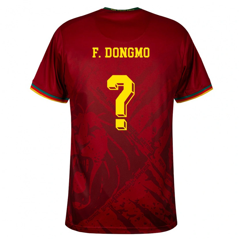 Danxen Mujer Camiseta Camerún Fabien Dongmo #0 Rojo Oscuro Verde Amarillo 2ª Equipación 26-28 La Camisa México