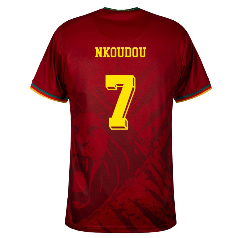 Danxen Mujer Camiseta Camerún Georges-Kevin Nkoudou #7 Rojo Oscuro Verde Amarillo 2ª Equipación 26-28 La Camisa México