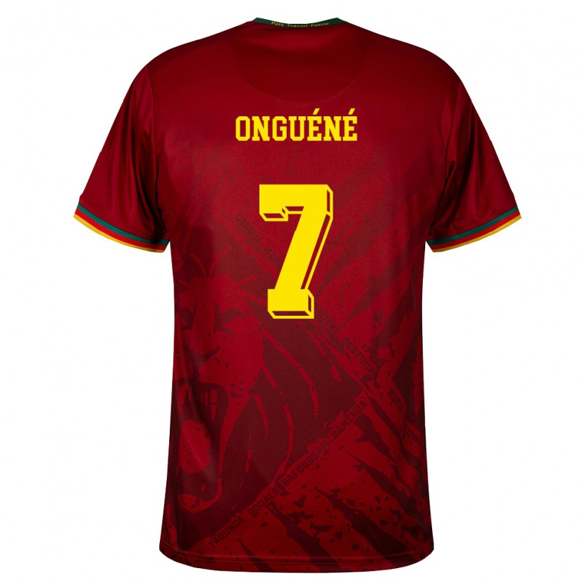 Danxen Mujer Camiseta Camerún Gabrielle Onguene #7 Rojo Oscuro Verde Amarillo 2ª Equipación 26-28 La Camisa México