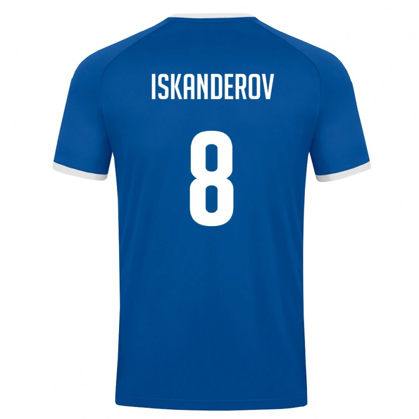 Danxen Niño Camiseta Uzbekistán Jamshid Iskanderov #8 Azul Real Blanco 1ª Equipación 26-28 La Camisa México