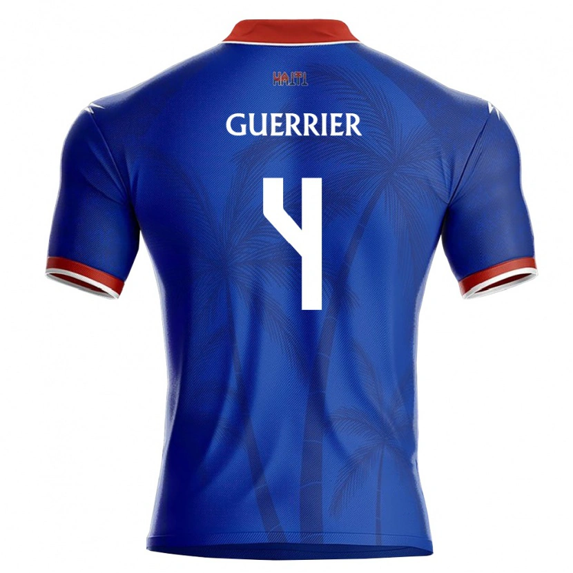 Danxen Niño Camiseta Haití Adolphe Guerrier #4 Azul Rojo Blanco 1ª Equipación 26-28 La Camisa México