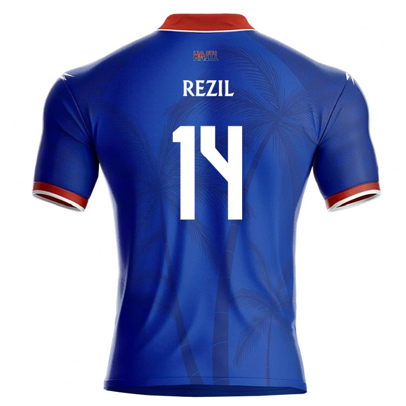 Danxen Niño Camiseta Haití Dieuvens Rezil #14 Azul Rojo Blanco 1ª Equipación 26-28 La Camisa México