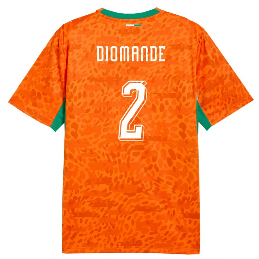 Danxen Niño Camiseta Costa De Marfil Ousmane Diomande #2 Naranja Verde Blanco 1ª Equipación 26-28 La Camisa México