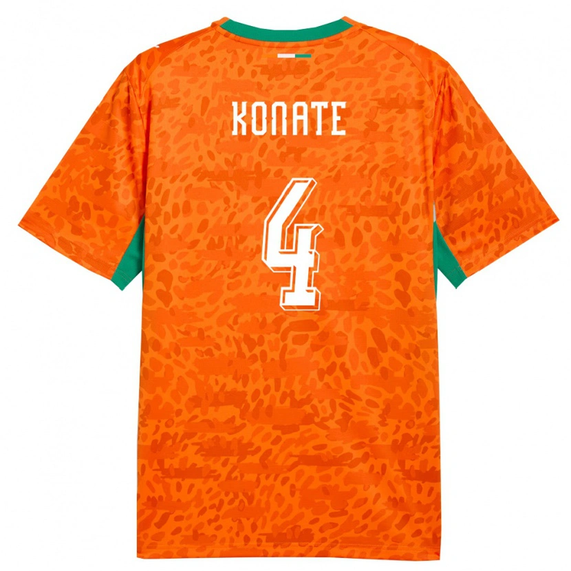 Danxen Niño Camiseta Costa De Marfil Samba Konate #4 Naranja Verde Blanco 1ª Equipación 26-28 La Camisa México