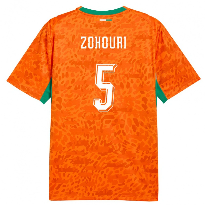 Danxen Niño Camiseta Costa De Marfil Armel Zohouri #5 Naranja Verde Blanco 1ª Equipación 26-28 La Camisa México