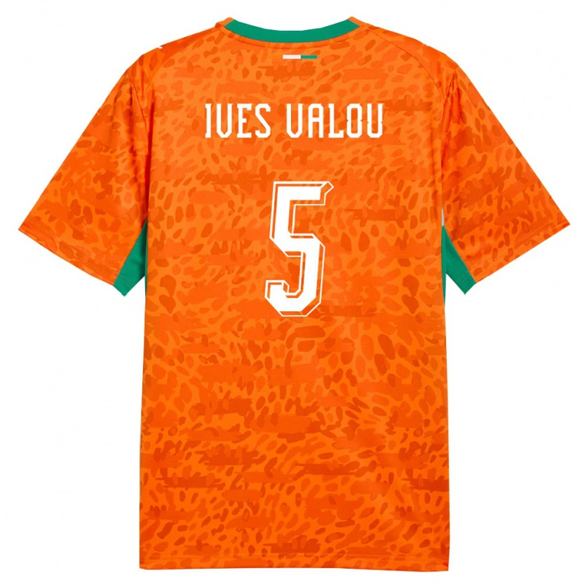 Danxen Niño Camiseta Costa De Marfil Jean Ives Valou #5 Naranja Verde Blanco 1ª Equipación 26-28 La Camisa México