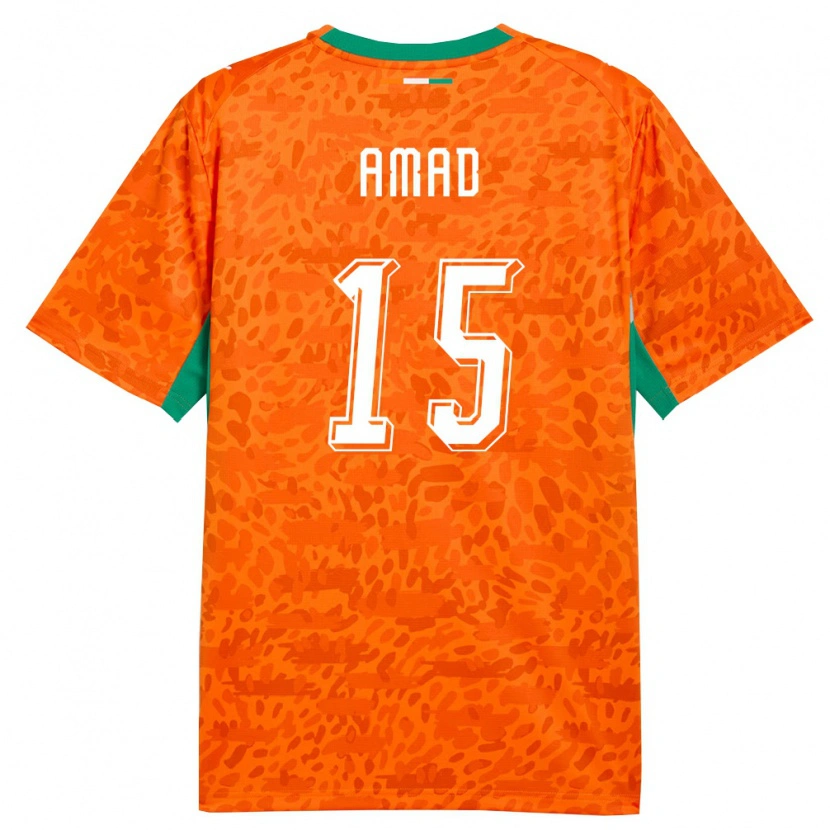 Danxen Niño Camiseta Costa De Marfil Amad Diallo #15 Naranja Verde Blanco 1ª Equipación 26-28 La Camisa México
