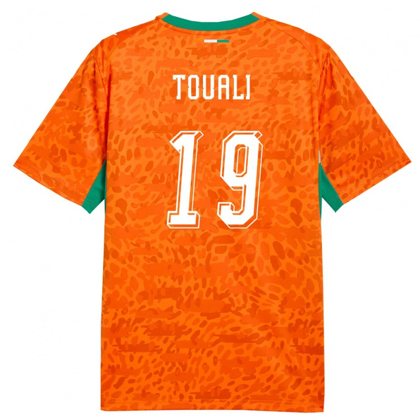 Danxen Niño Camiseta Costa De Marfil Tape Touali #19 Naranja Verde Blanco 1ª Equipación 26-28 La Camisa México