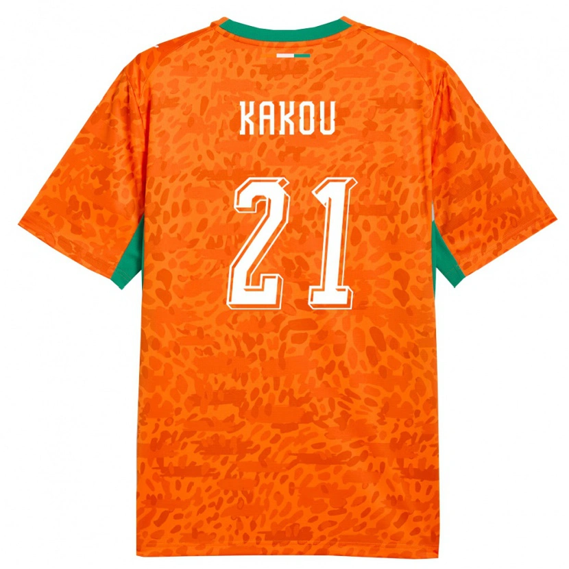 Danxen Niño Camiseta Costa De Marfil Emmanuel Kakou #21 Naranja Verde Blanco 1ª Equipación 26-28 La Camisa México