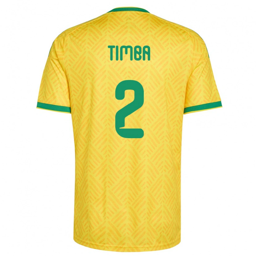 Danxen Niño Camiseta Sudáfrica Sifiso Timba #2 Amarillo Verde 1ª Equipación 26-28 La Camisa México