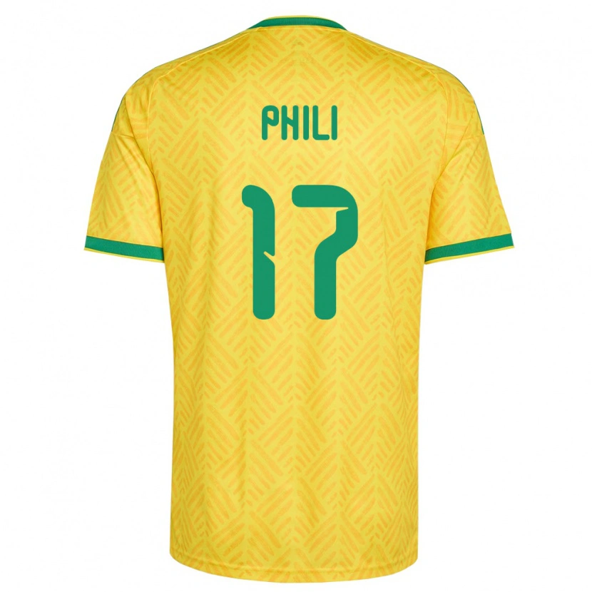 Danxen Niño Camiseta Sudáfrica Langelihle Phili #17 Amarillo Verde 1ª Equipación 26-28 La Camisa México