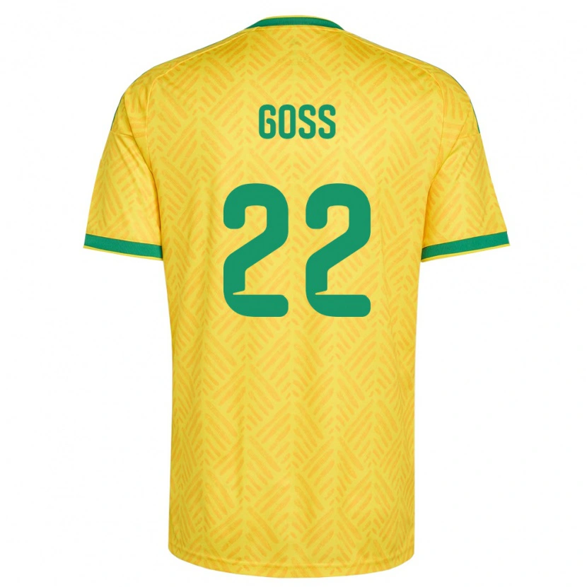 Danxen Niño Camiseta Sudáfrica Ricardo Goss #22 Amarillo Verde 1ª Equipación 26-28 La Camisa México