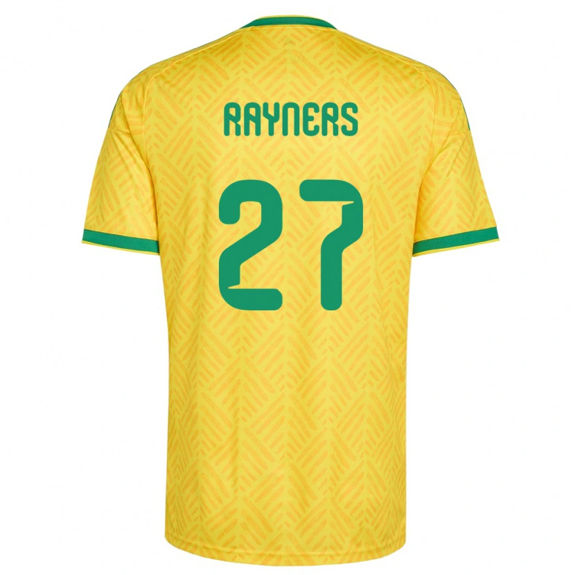 Danxen Niño Camiseta Sudáfrica Iqraam Rayners #27 Amarillo Verde 1ª Equipación 26-28 La Camisa México