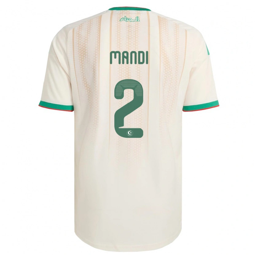 Danxen Niño Camiseta Argelia Aïssa Mandi #2 Marfil Verde Rojo 1ª Equipación 26-28 La Camisa México