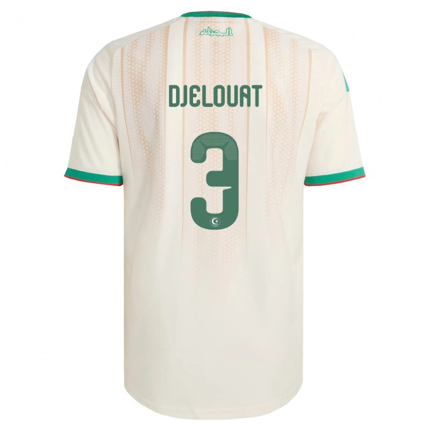 Danxen Niño Camiseta Argelia Mohammed El Amine Djelouat #3 Marfil Verde Rojo 1ª Equipación 26-28 La Camisa México