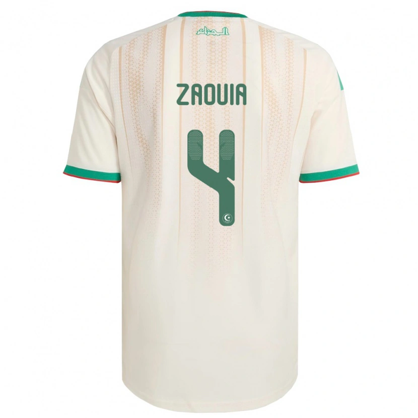 Danxen Niño Camiseta Argelia Mohammed El Amine Zaouia #4 Marfil Verde Rojo 1ª Equipación 26-28 La Camisa México