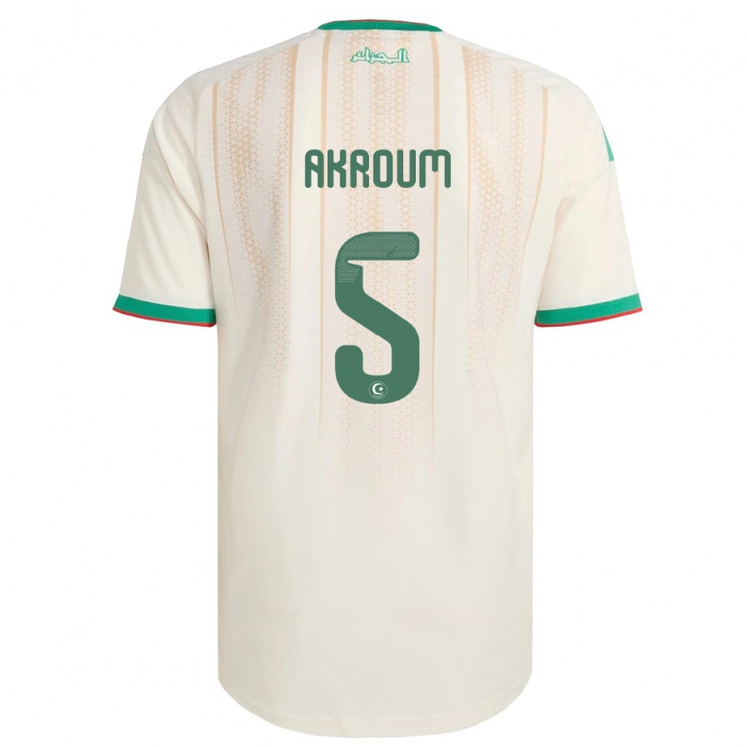Danxen Niño Camiseta Argelia Youcef Akroum #5 Marfil Verde Rojo 1ª Equipación 26-28 La Camisa México