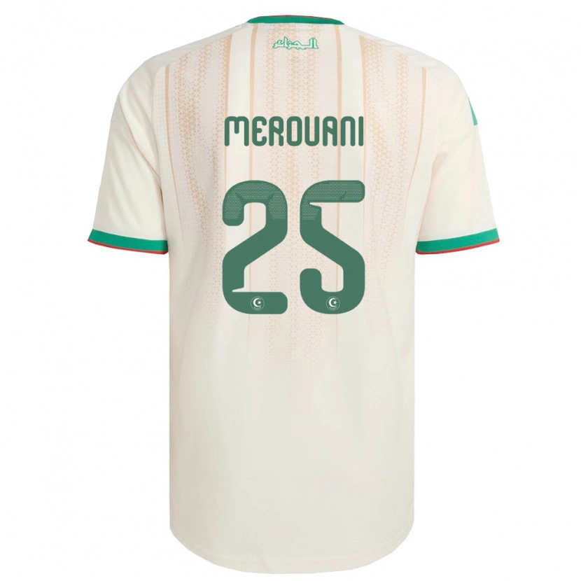Danxen Niño Camiseta Argelia Djibril Merouani #25 Marfil Verde Rojo 1ª Equipación 26-28 La Camisa México