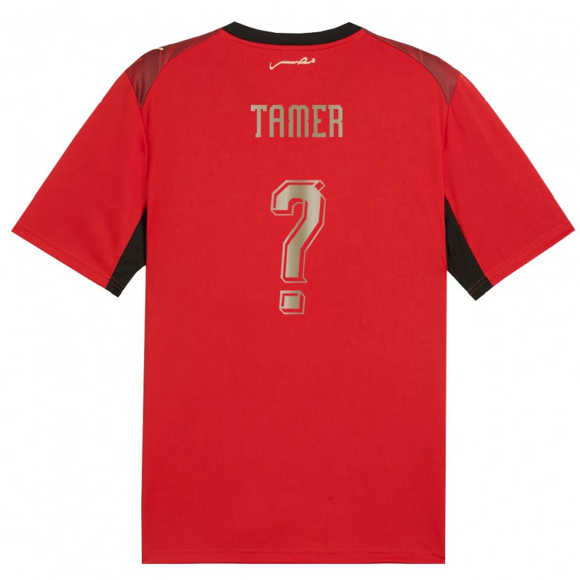 Danxen Niño Camiseta Egipto Seif Tamer #0 Rojo Negro Oro 1ª Equipación 26-28 La Camisa México