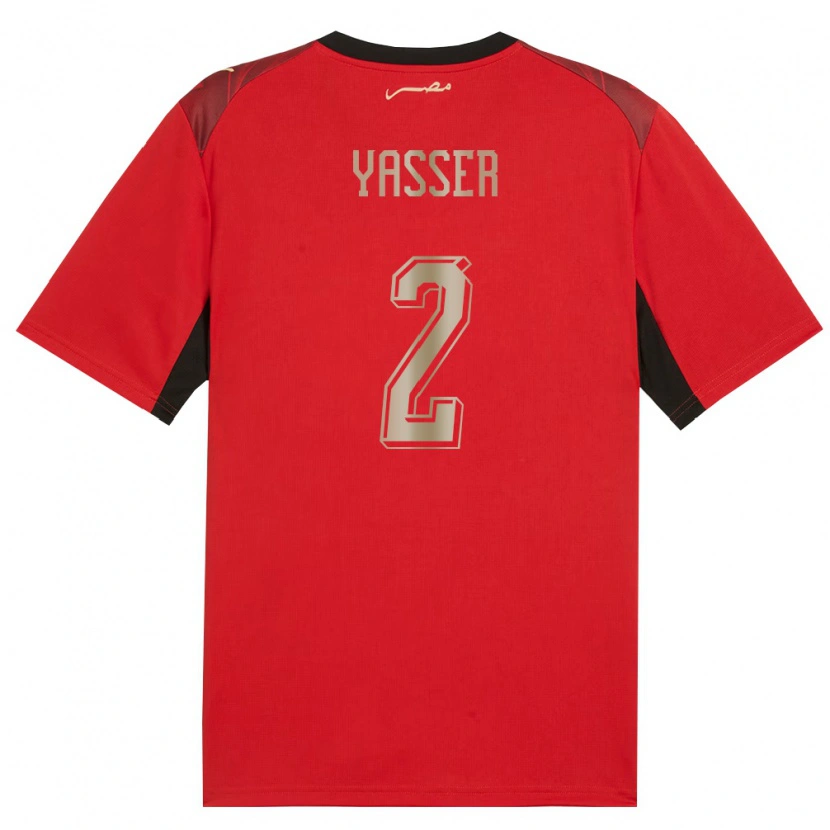 Danxen Niño Camiseta Egipto Yasser Ibrahim #2 Rojo Negro Oro 1ª Equipación 26-28 La Camisa México