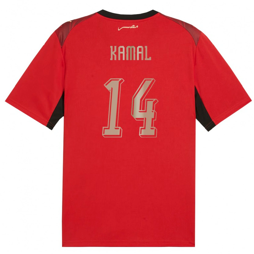 Danxen Niño Camiseta Egipto Omar Kamal #14 Rojo Negro Oro 1ª Equipación 26-28 La Camisa México